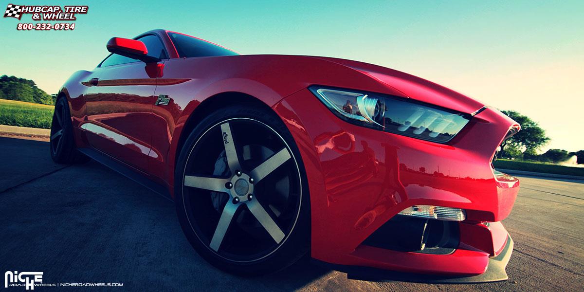 vehicle gallery/ford mustang niche milan m134 20x9 Black & Machined with Dark Tint wheels and rims