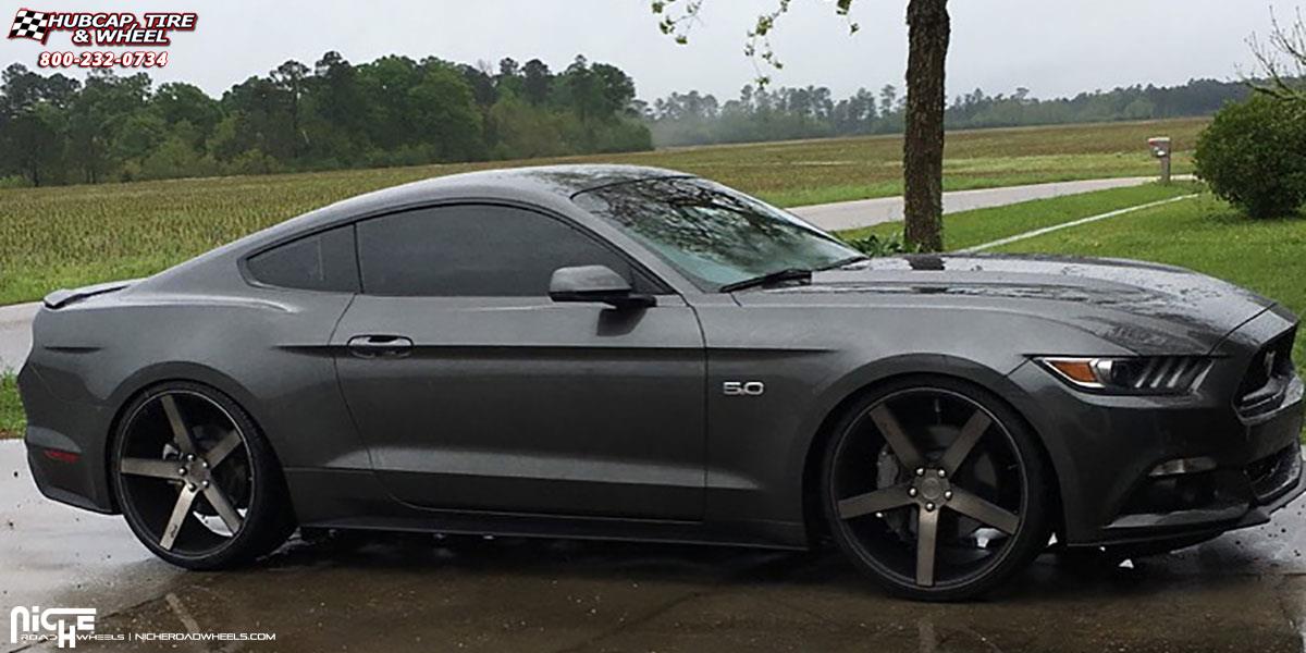 vehicle gallery/ford mustang niche milan m134 22x9  Black & Machined with Dark Tint wheels and rims