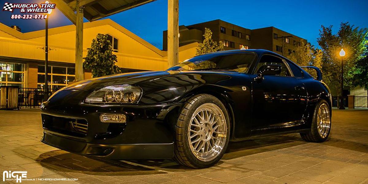 vehicle gallery/toyota supra niche projekt m094 18x85  Gloss Silver / Machined Lip wheels and rims