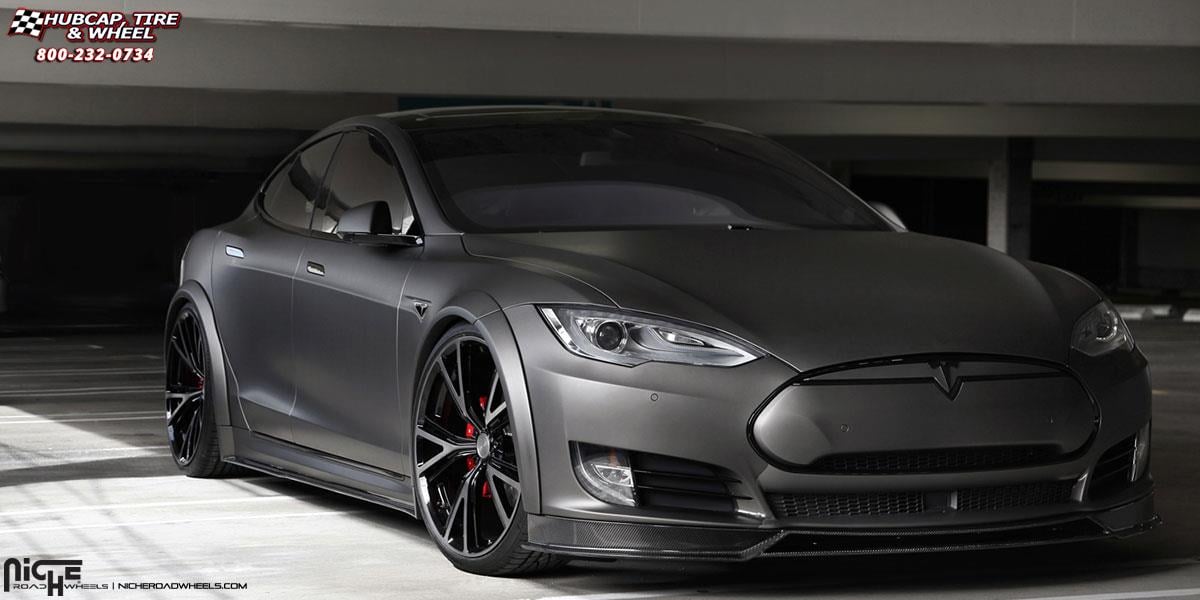 vehicle gallery/tesla model s niche ritz 20x9  Brushed DDT Gloss Clear | Gloss Black Windows wheels and rims
