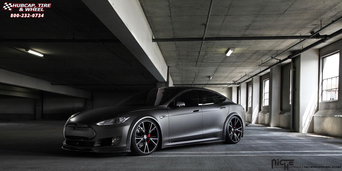 vehicle gallery/tesla model s niche ritz 20x9  Brushed DDT Gloss Clear | Gloss Black Windows wheels and rims