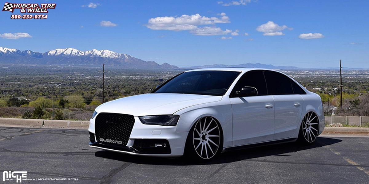 vehicle gallery/audi s4 niche surge m114 20x10  White | Gloss Black wheels and rims