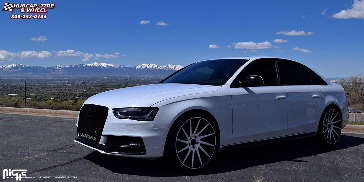 vehicle gallery/audi s4 niche surge m114 20x10  White | Gloss Black wheels and rims
