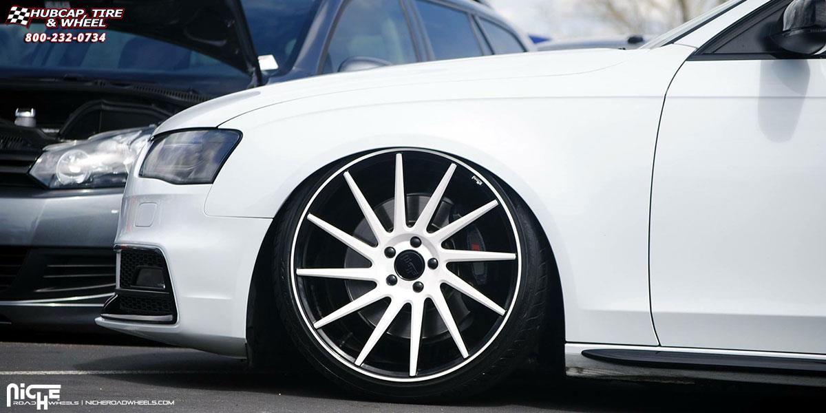 vehicle gallery/audi s4 niche surge m114 20x10  White | Gloss Black wheels and rims