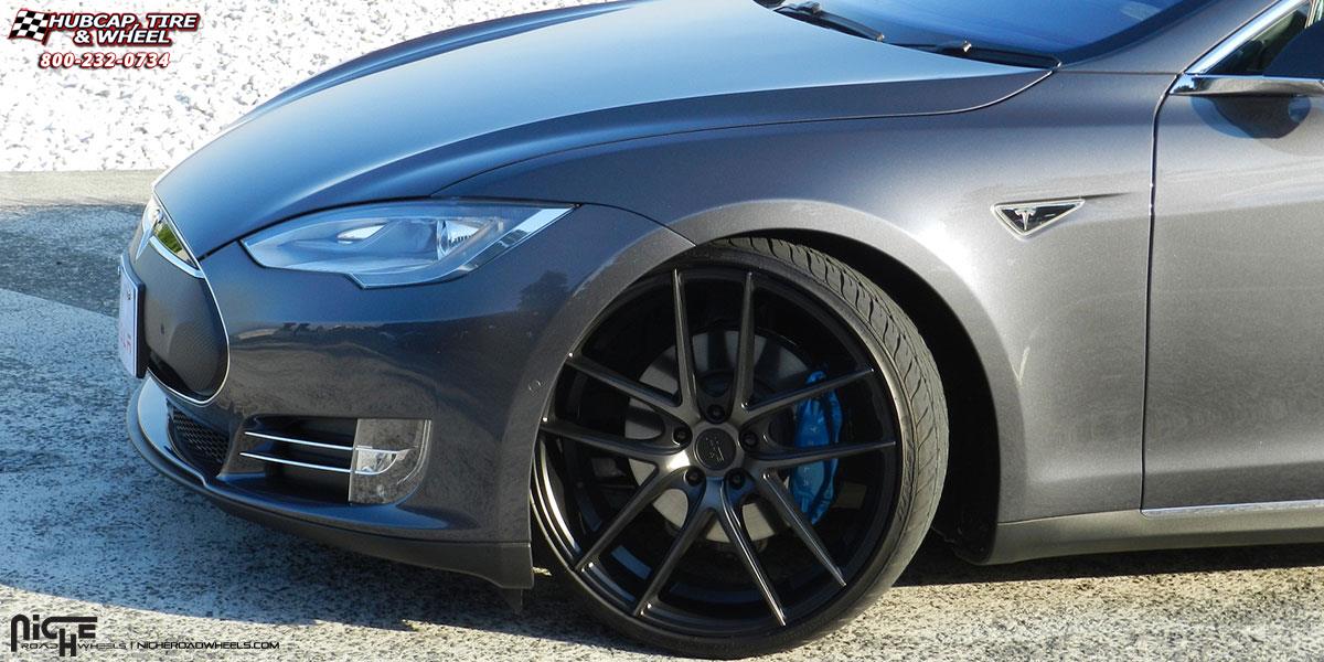 vehicle gallery/tesla model s niche targa m130 22x9  Black & Machined with Dark Tint wheels and rims