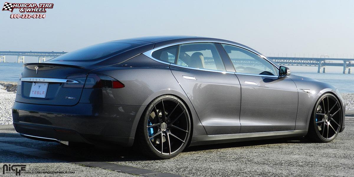 vehicle gallery/tesla model s niche targa m130 22x9  Black & Machined with Dark Tint wheels and rims