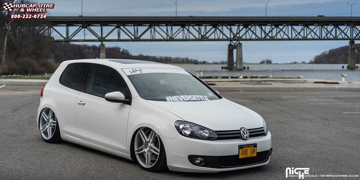 vehicle gallery/volkswagen golf niche turin m170 19x85  Brushed Silver wheels and rims