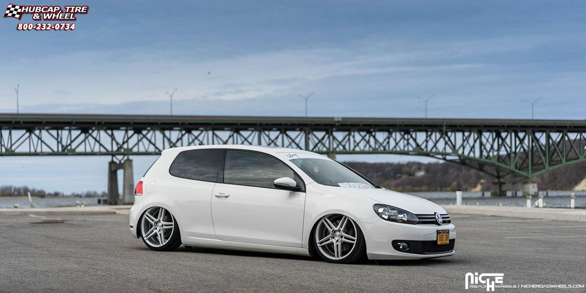 vehicle gallery/volkswagen golf niche turin m170 19x85  Brushed Silver wheels and rims