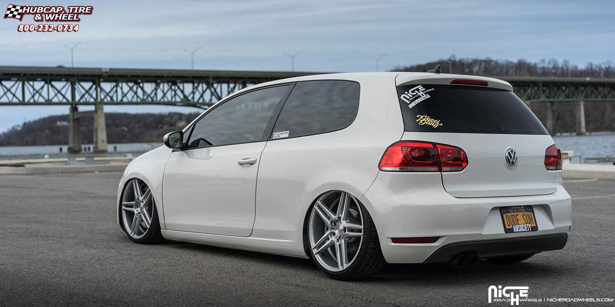 vehicle gallery/volkswagen golf niche turin m170 19x85  Brushed Silver wheels and rims