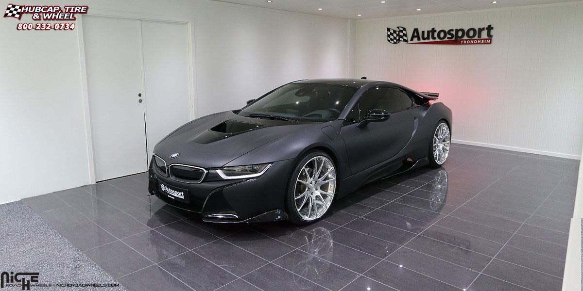 vehicle gallery/bmw i8 niche vicenza 22x9  Brushed Face | Hi Luster Polished Windows | Brushed Barrel wheels and rims