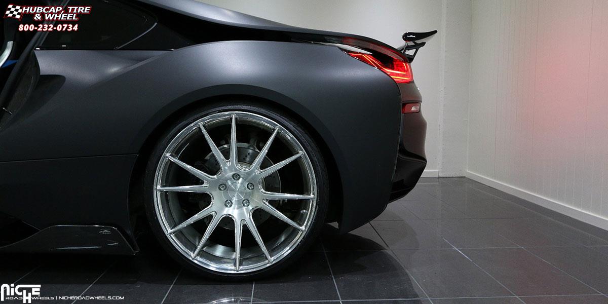 vehicle gallery/bmw i8 niche vicenza 22x9  Brushed Face | Hi Luster Polished Windows | Brushed Barrel wheels and rims