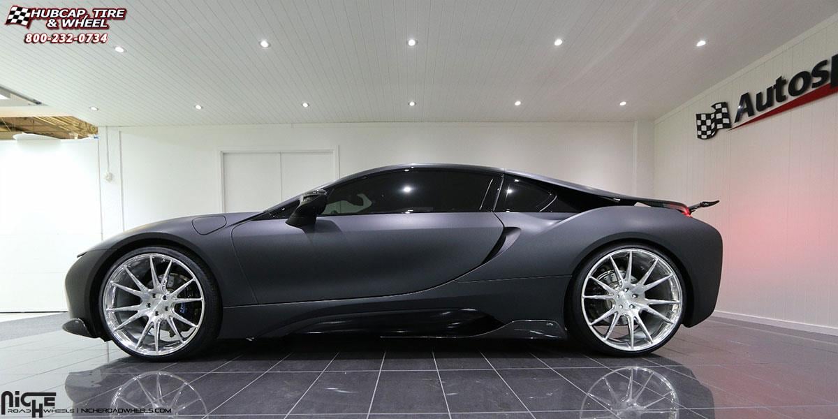 vehicle gallery/bmw i8 niche vicenza 22x9  Brushed Face | Hi Luster Polished Windows | Brushed Barrel wheels and rims
