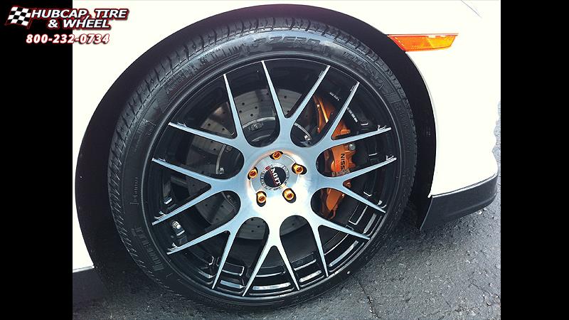 vehicle gallery/nissan gt r niche circuit m108 20x105  Black & Machined wheels and rims