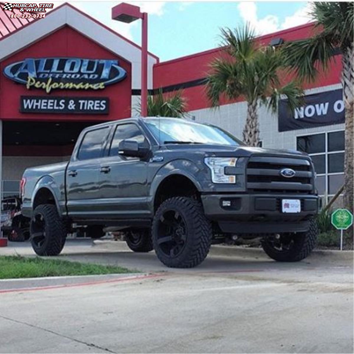 vehicle gallery/ford f 250 xd series xd811 rockstar 2  Satin Black and Black Inserts wheels and rims