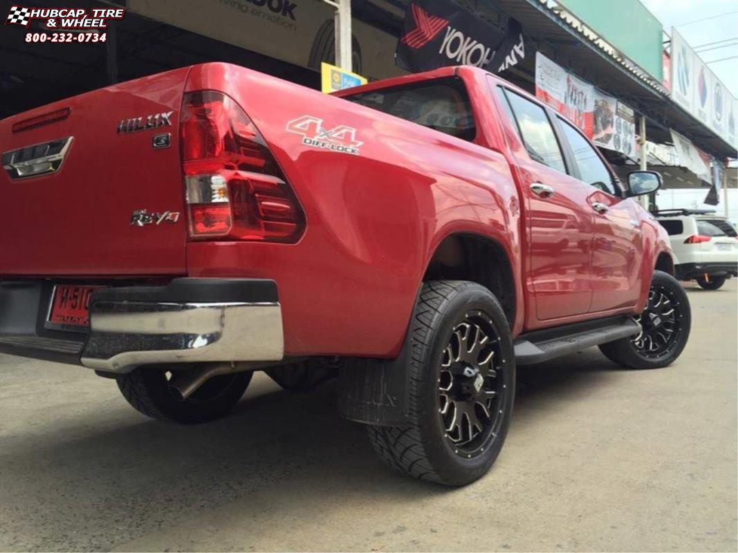 vehicle gallery/toyota hilux xd series xd808 menace x  Gloss Black Milled wheels and rims