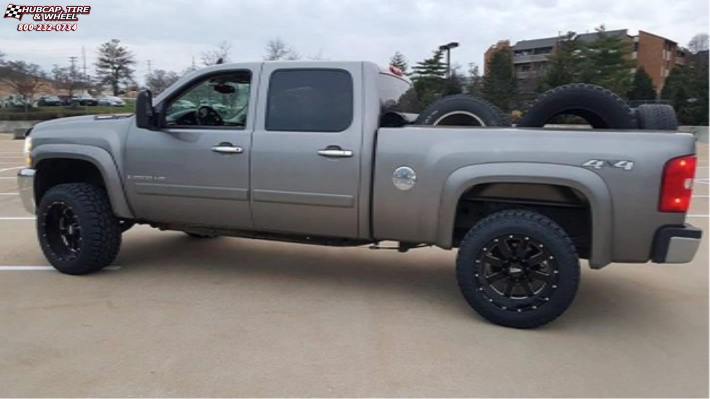 vehicle gallery/chevrolet silverado 2500 moto metal mo962  Gloss Black & Milled wheels and rims