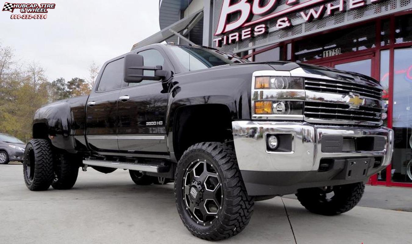 vehicle gallery/2015 chevrolet silverado 3500 xd series xd815 battalion  Gloss Black Milled wheels and rims