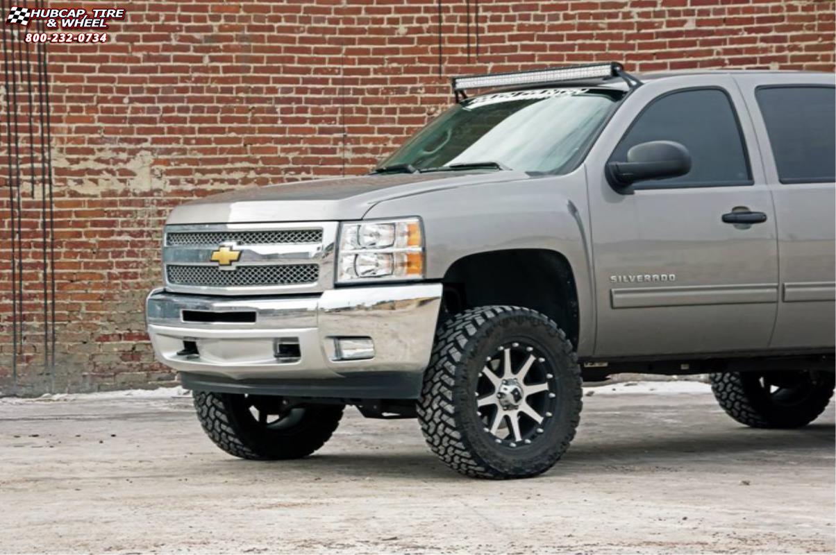 vehicle gallery/chevrolet silverado 1500 xd series xd798 addict  Matte Black Machined wheels and rims