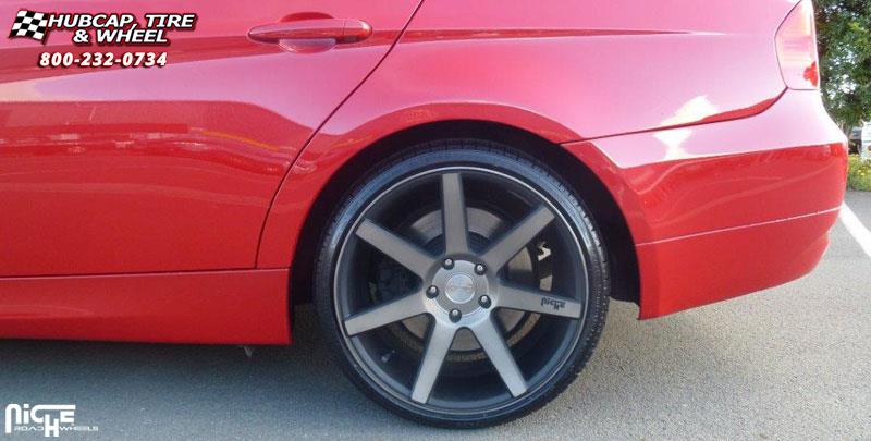 vehicle gallery/bmw 335i niche verona m150 19x85  Black & Machined with Dark Tint wheels and rims