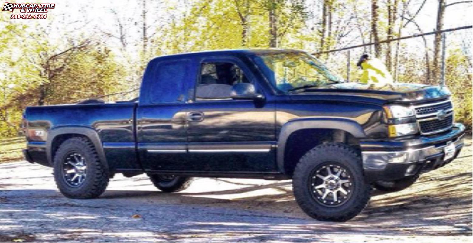 vehicle gallery/chevrolet silverado 1500 xd series xd798 addict  Matte Black Machined wheels and rims