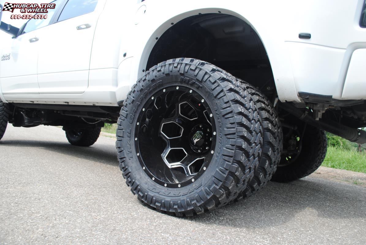 vehicle gallery/ram 3500 xd series xd815 battalion  Gloss Black Milled wheels and rims