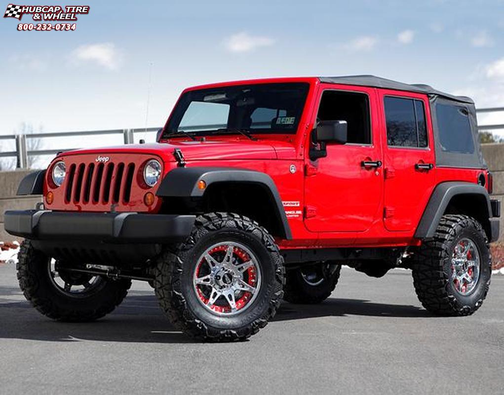 vehicle gallery/2010 jeep wrangler moto metal mo961  Chrome Red Insert wheels and rims
