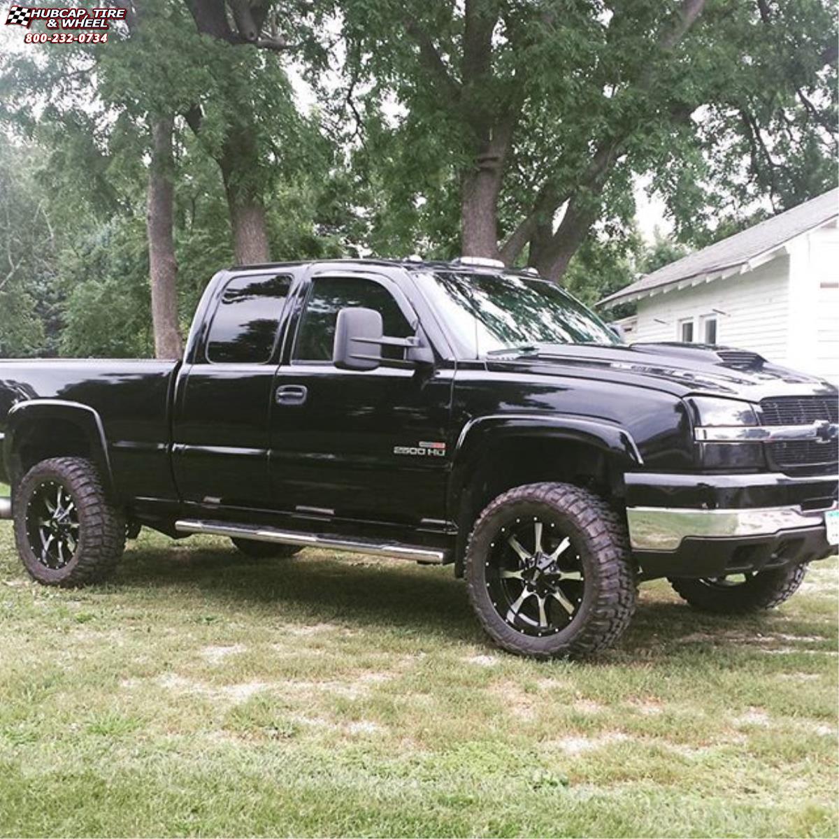 vehicle gallery/chevrolet silverado 2500 hd moto metal mo970  Gloss Black Machined Face wheels and rims
