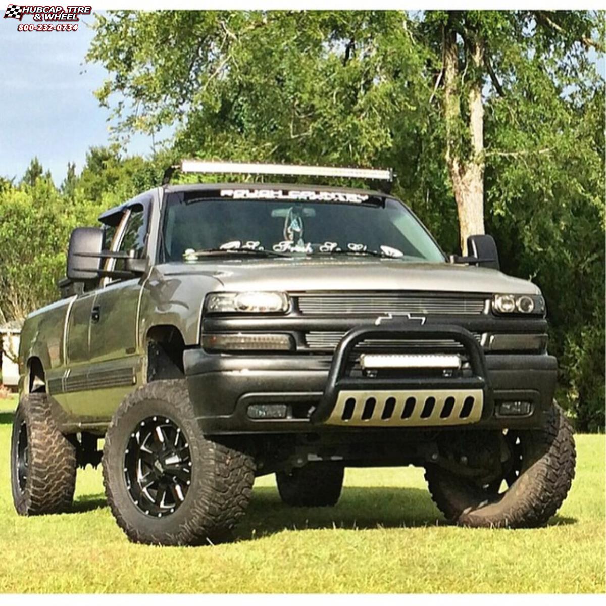 vehicle gallery/chevrolet silverado 2500 moto metal mo962  Satin Black & Milled wheels and rims