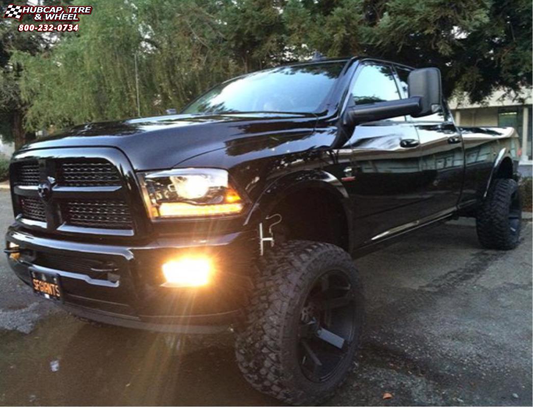 vehicle gallery/ram 1500 xd series xd811 rockstar 2  Satin Black and Black Inserts wheels and rims