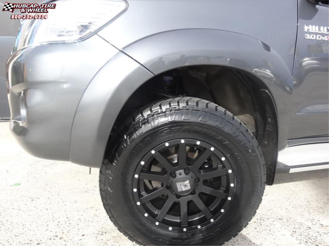 vehicle gallery/toyota hilux xd series xd818 heist  Satin Black wheels and rims