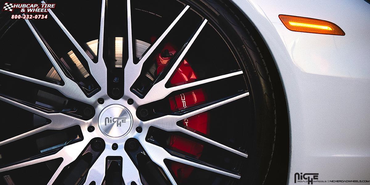 vehicle gallery/porsche panamera niche anzio m165 22x9 Gloss Black with Brushed Face wheels and rims