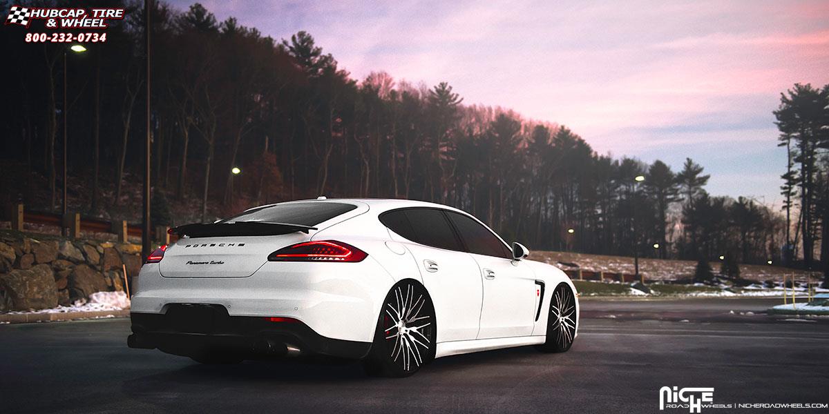 vehicle gallery/porsche panamera niche anzio m165 22x9 Gloss Black with Brushed Face wheels and rims