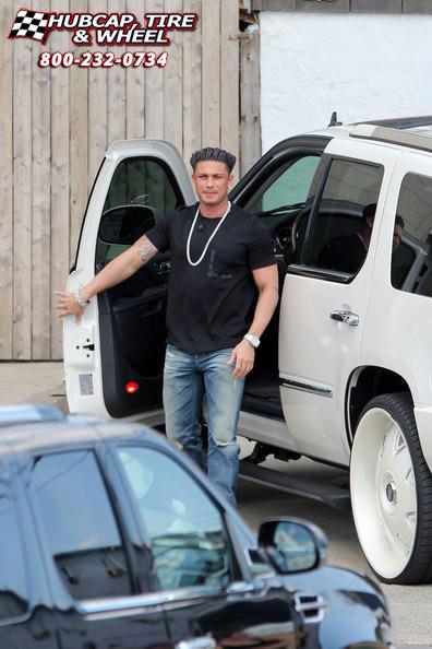 vehicle gallery/cadillac escalade dub bandito s138 28X10  Custom White wheels and rims