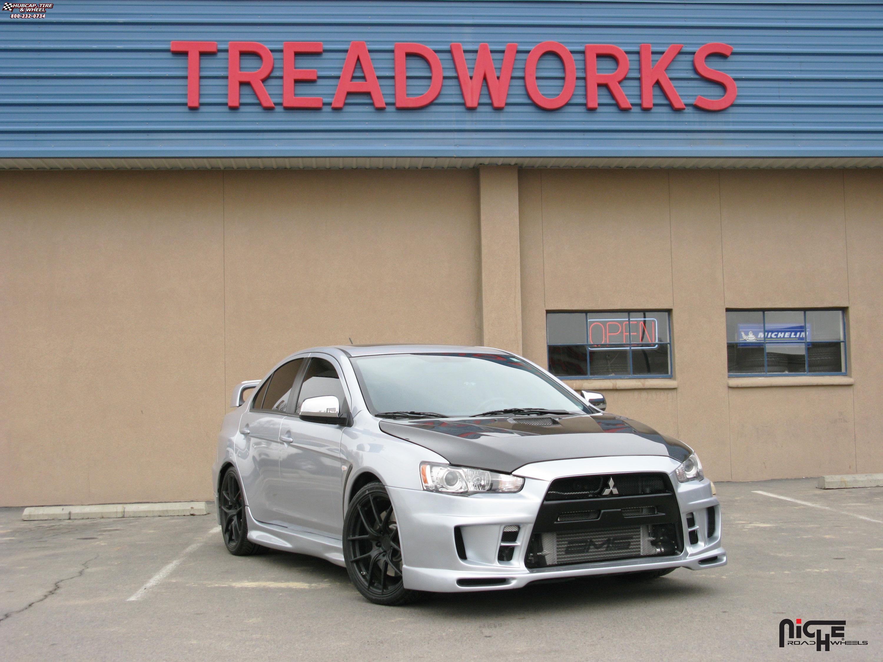 vehicle gallery/mitsubishi lancer evolution gsr niche targa  Matte Black wheels and rims