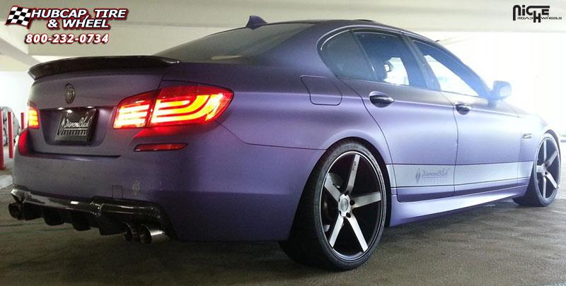 vehicle gallery/bmw 535i m niche milan m134 20x85  Black & Machined with Dark Tint wheels and rims