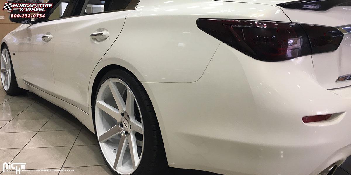 vehicle gallery/infiniti q50 niche verona m151 20x9  Gloss White & Machined wheels and rims