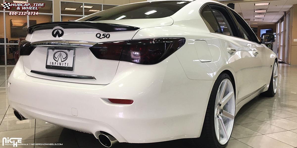 vehicle gallery/infiniti q50 niche verona m151 20x9  Gloss White & Machined wheels and rims