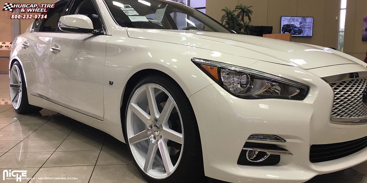vehicle gallery/infiniti q50 niche verona m151 20x9  Gloss White & Machined wheels and rims