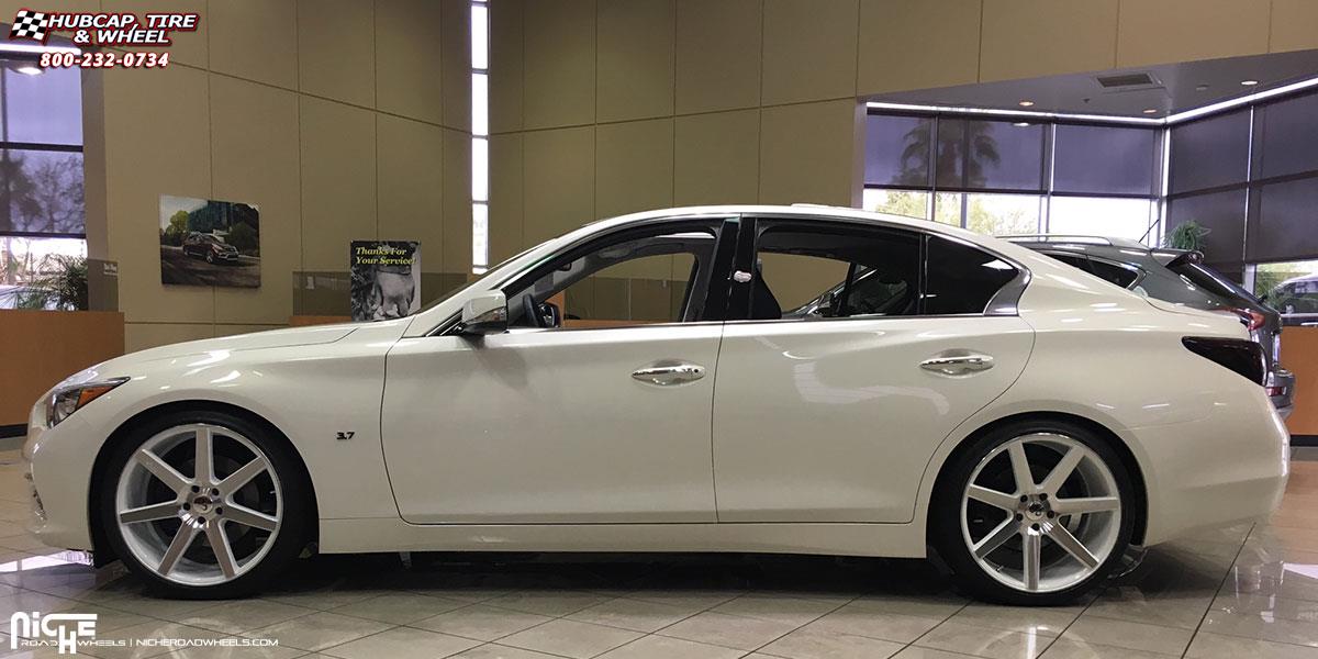 vehicle gallery/infiniti q50 niche verona m151 20x9  Gloss White & Machined wheels and rims