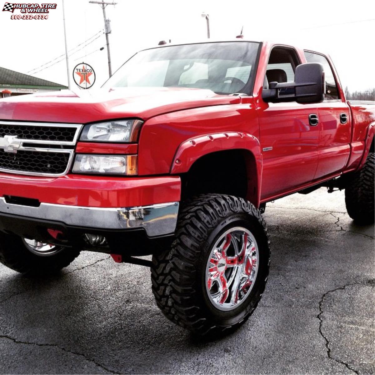 vehicle gallery/chevrolet silverado 1500 moto metal mo969  Chrome Red Accents wheels and rims