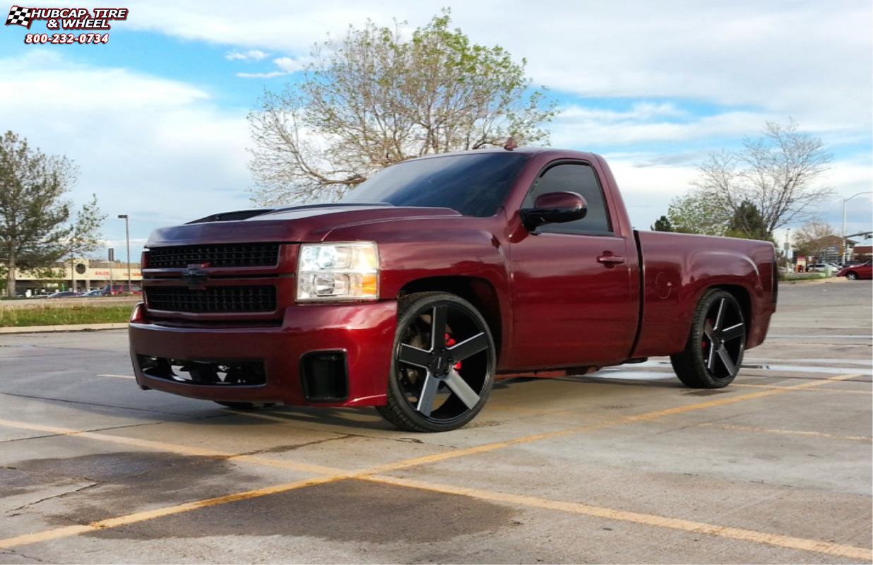 vehicle gallery/2014 chevrolet silverado 1500 xd series km690 mc 5  Satin Black Milled wheels and rims