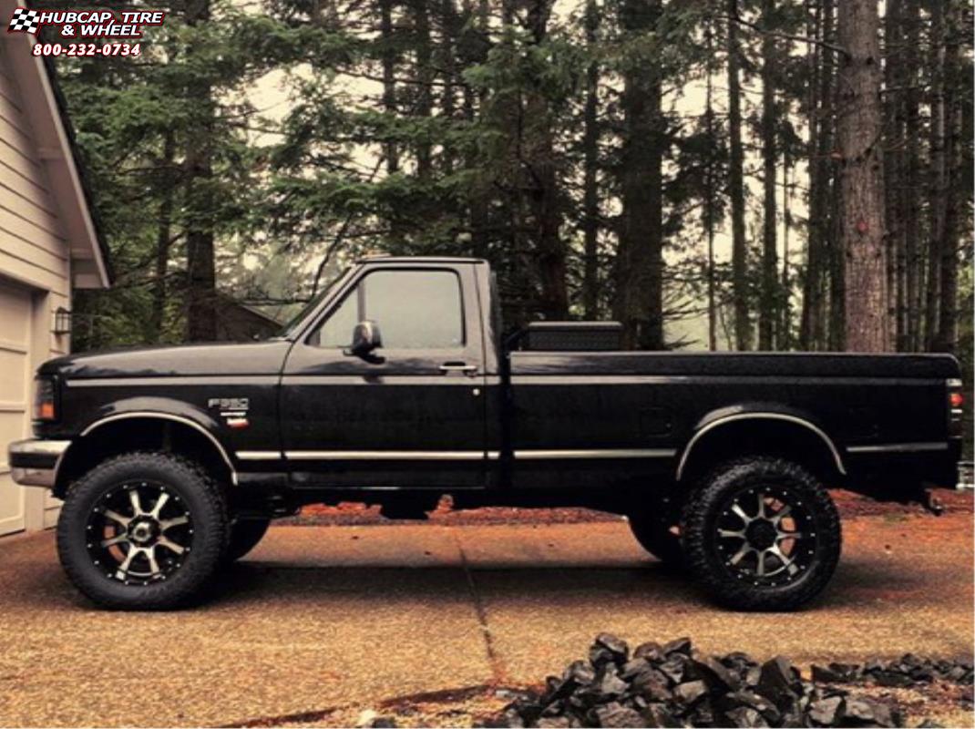 vehicle gallery/ford f 350 moto metal mo970  Gloss Black Machined Face wheels and rims