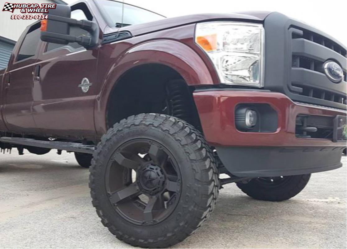 vehicle gallery/ford f 250 xd series xd811 rockstar 2  Satin Black and Black Inserts wheels and rims