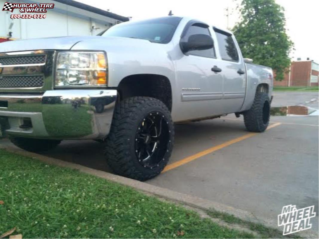 vehicle gallery/2011 chevrolet silverado 1500 moto metal mo962 20x12  Gloss Black & Milled wheels and rims