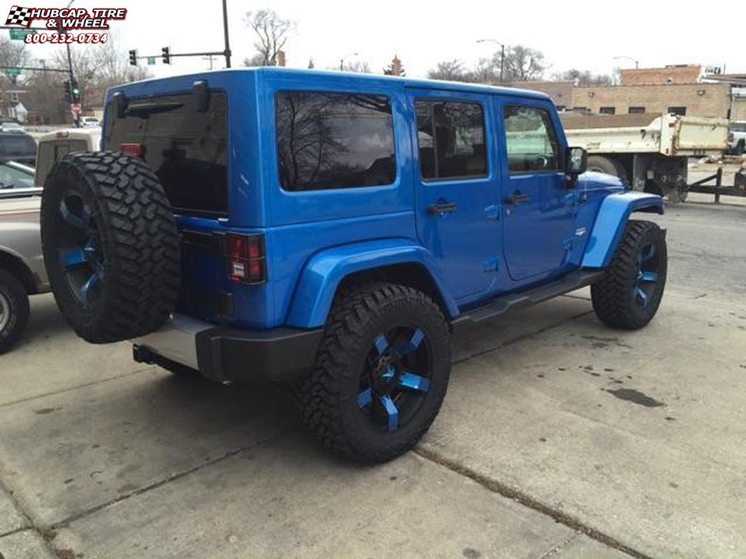 Jeep Wrangler XD Series XD811 Rockstar 2 Satin Black Blue Inserts