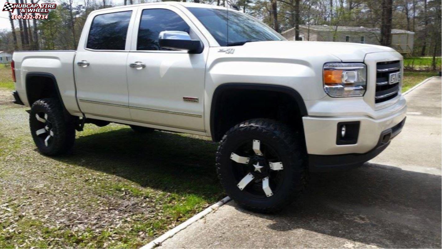 vehicle gallery/gmc sierra 2500 xd series xd811 rockstar 2  Satin Black White Inserts wheels and rims