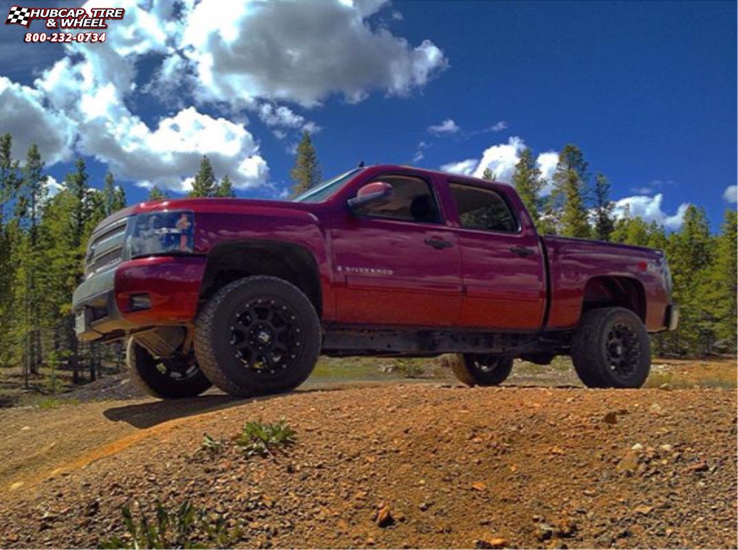 vehicle gallery/chevrolet silverado 1500 xd series xd807 strike x  Matte Black wheels and rims