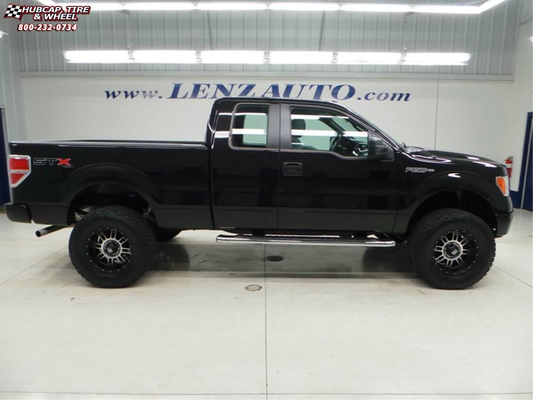 vehicle gallery/ford f 150 xd series xd809 riot x  Matte Black Machined wheels and rims