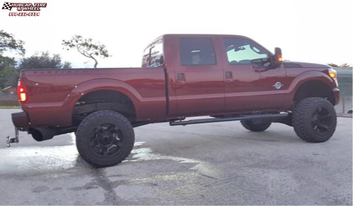 vehicle gallery/ford f 250 xd series xd811 rockstar 2  Satin Black and Black Inserts wheels and rims