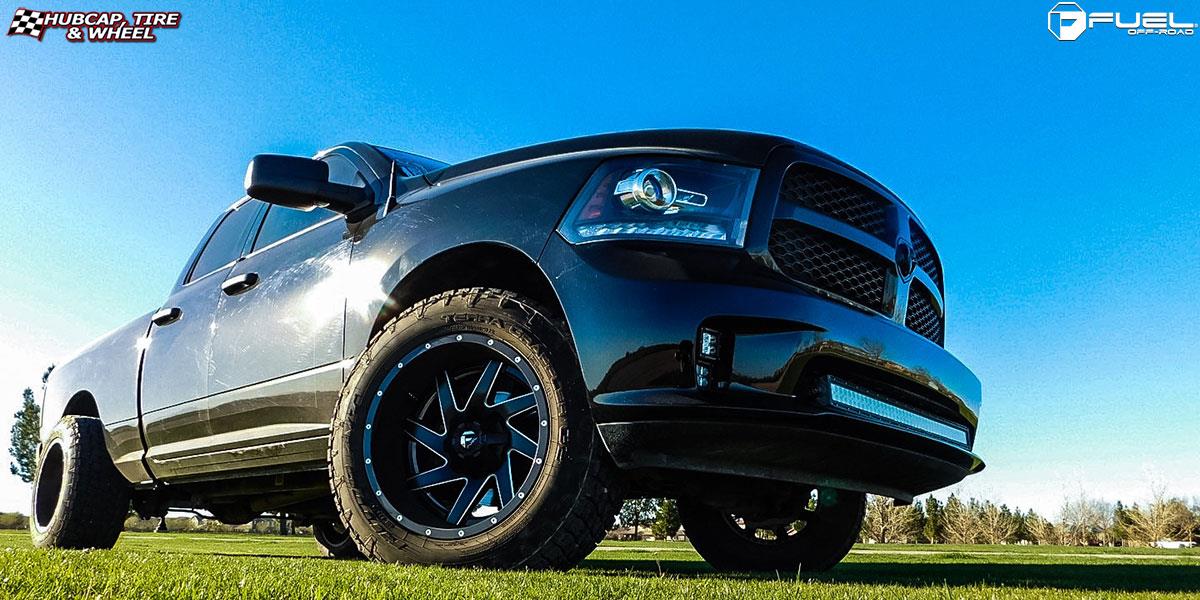 vehicle gallery/dodge ram 1500 fuel renegade d265 20X12  Black & milled center, gloss black outer wheels and rims